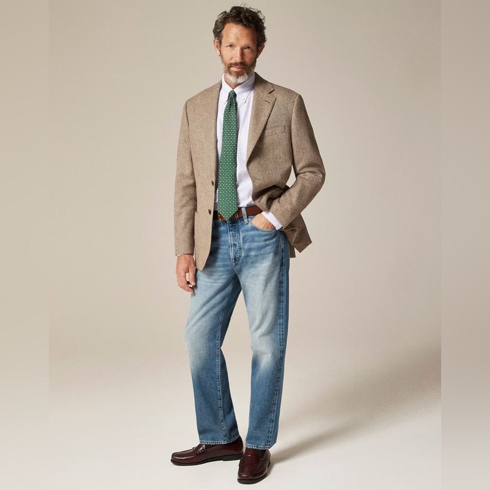 NWT J. Crew Brown Herringbone Sport Coat Blazer in English cotton-wool blend